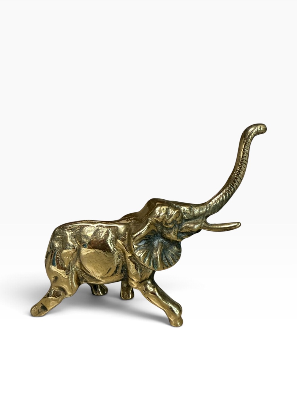 Vintage Brass Elephant Figurine Trunk Up